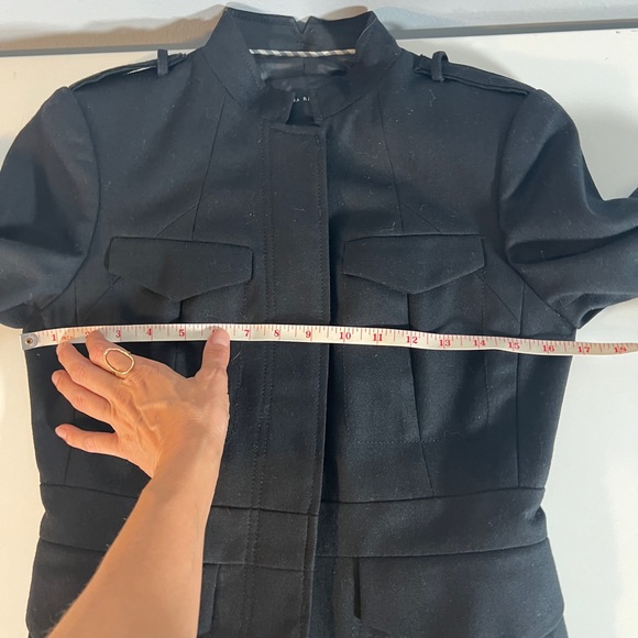 Classic Black Mock Neck Military Inspired Wool Jacket - Picture 13 of 14